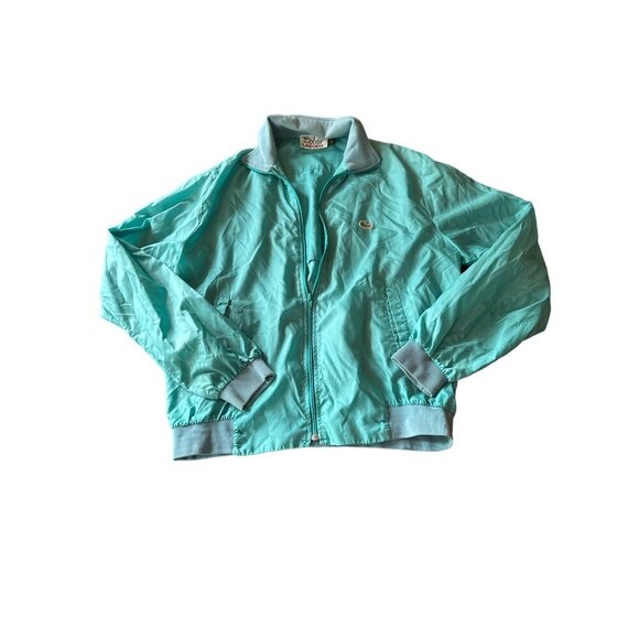 Izod Lacoste Vintage Nylon Windbreaker Jacket Teal Size L